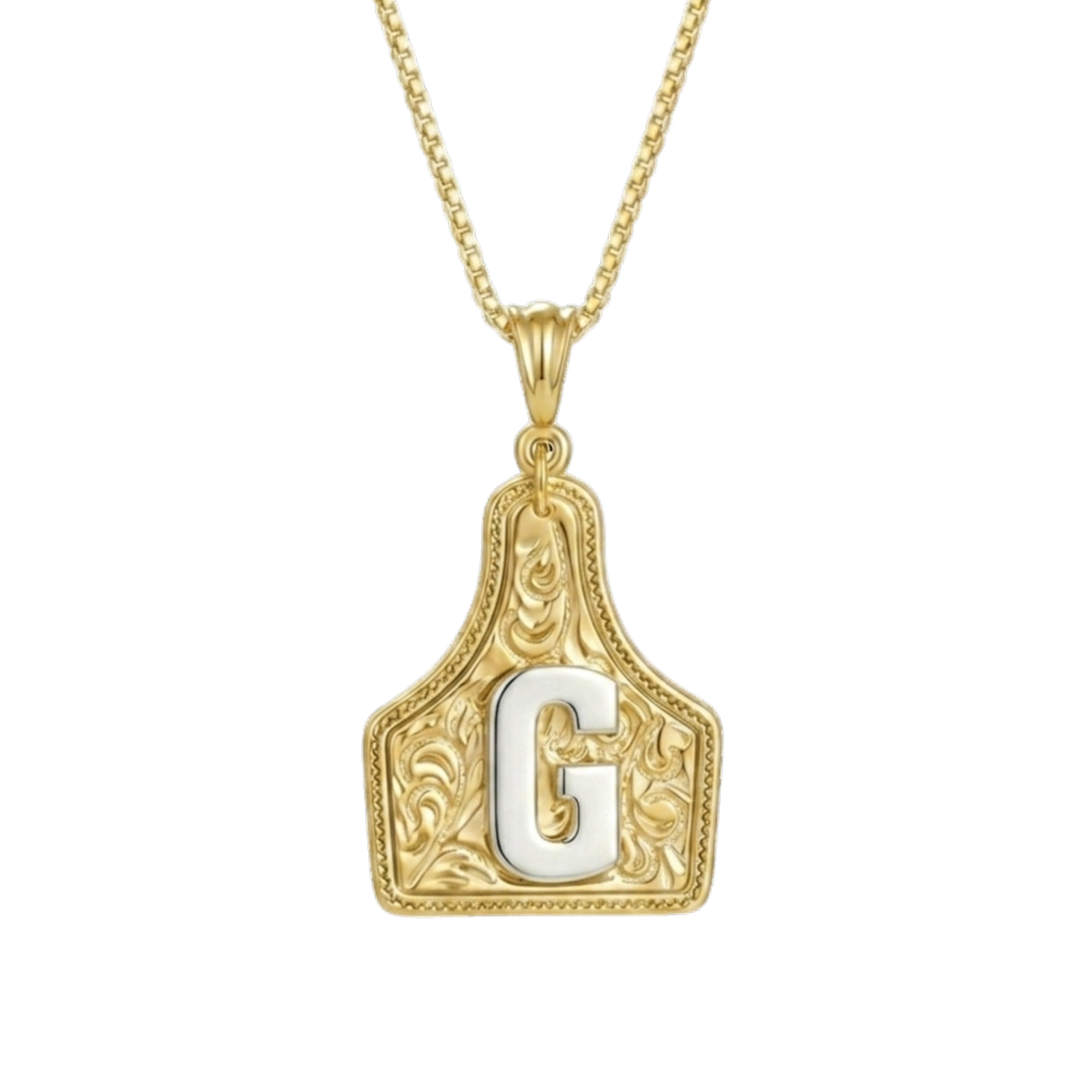 Branded Initial Necklace (Gold)