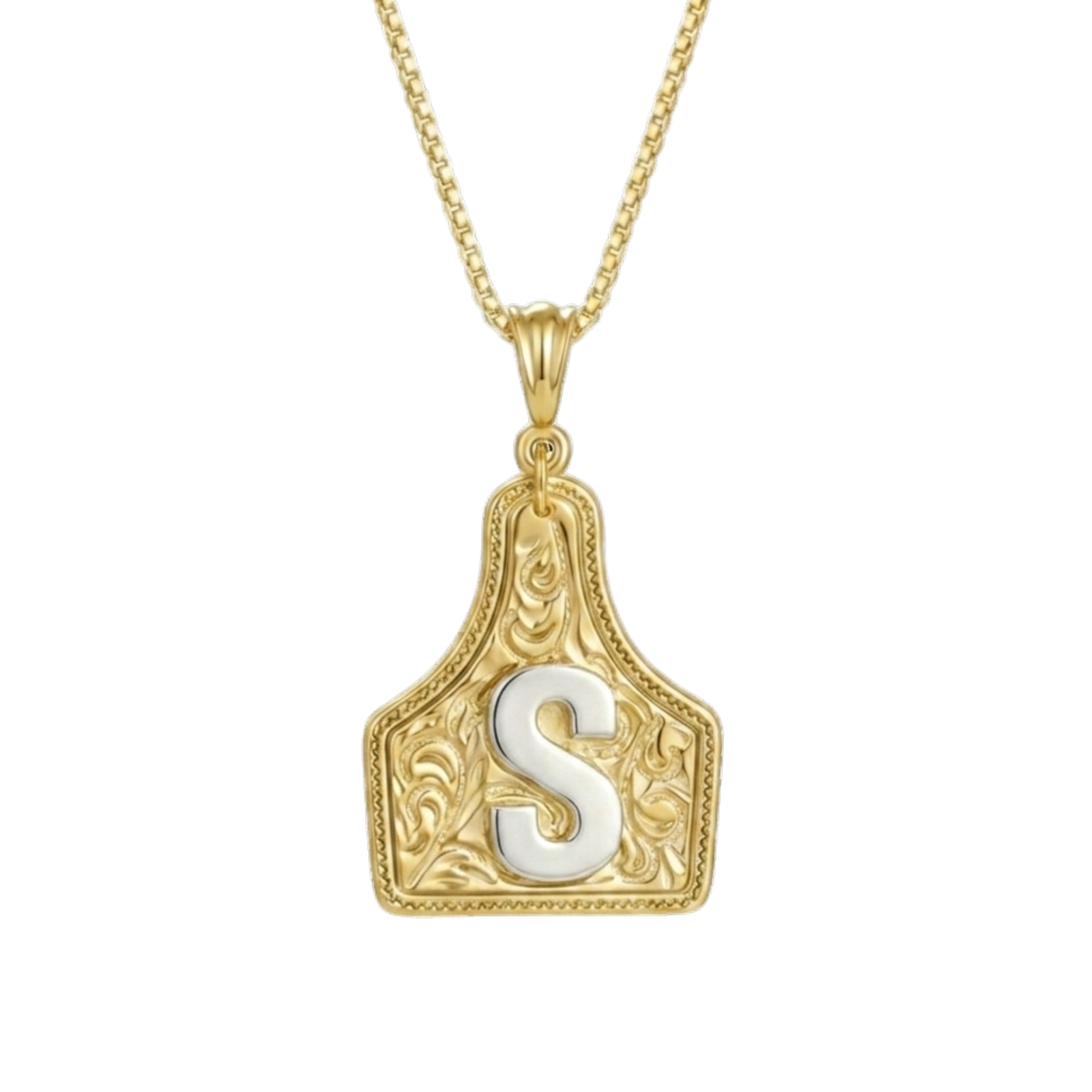 Branded Initial Necklace (Gold)