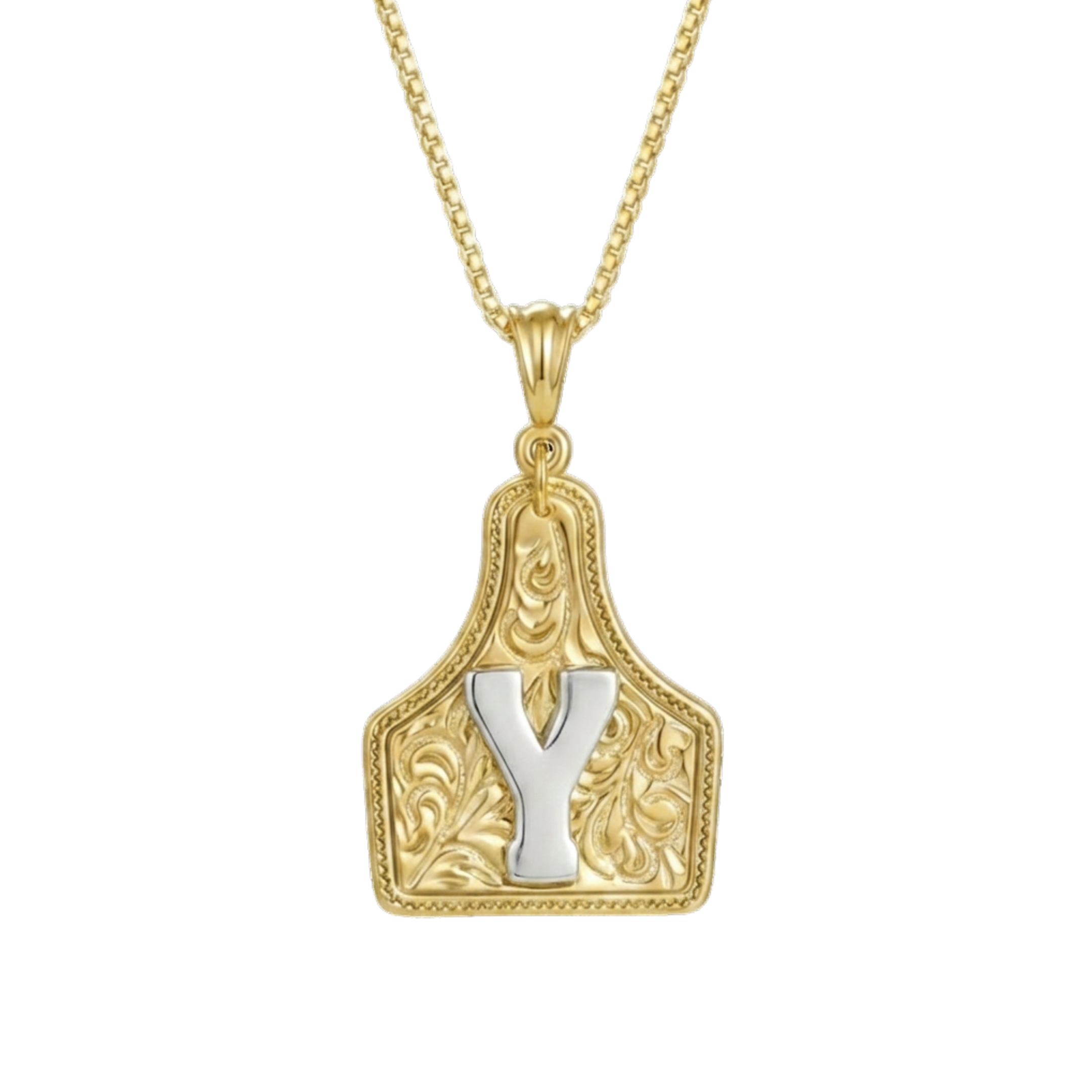 Branded Initial Necklace (Gold)
