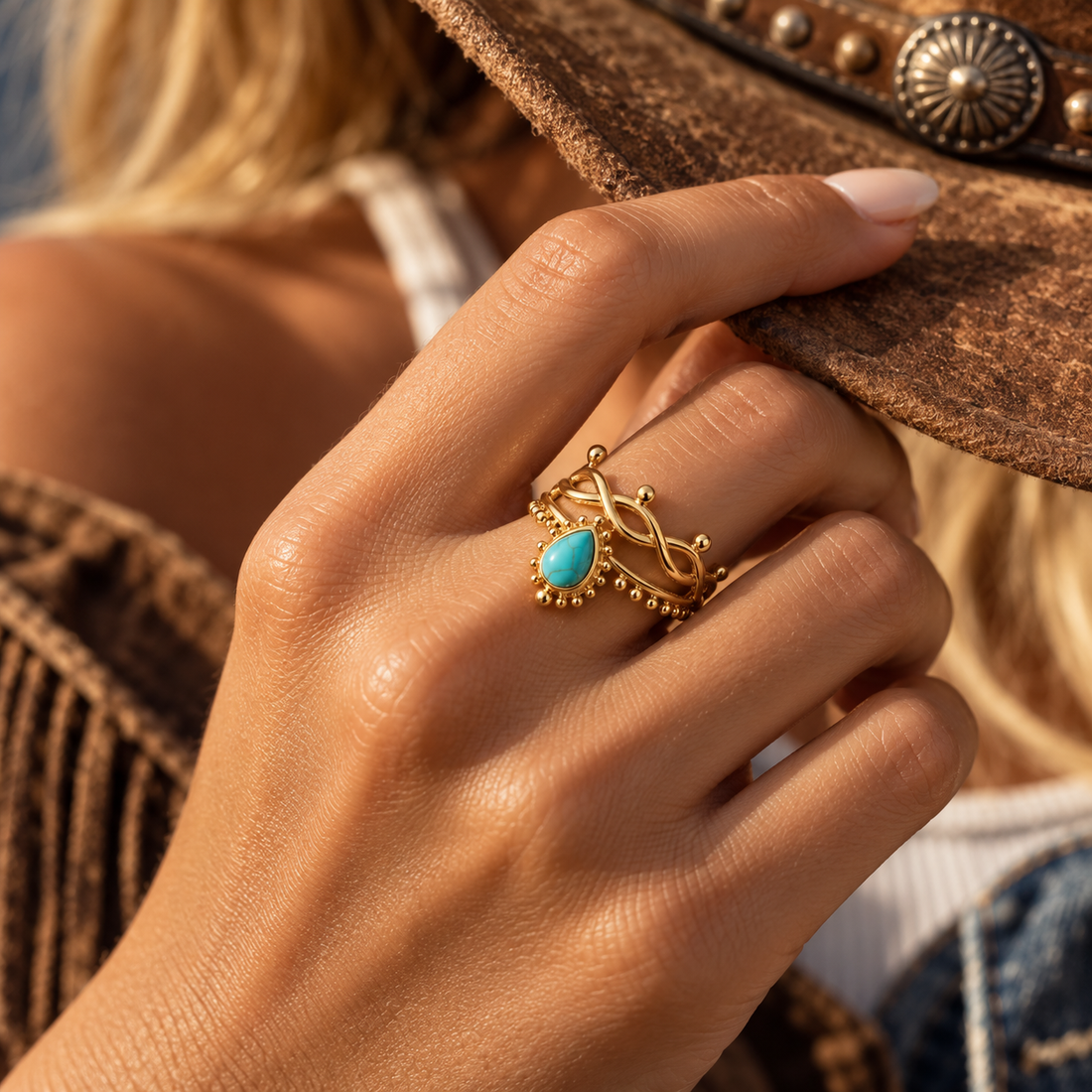 Woven Star Ring studio shot