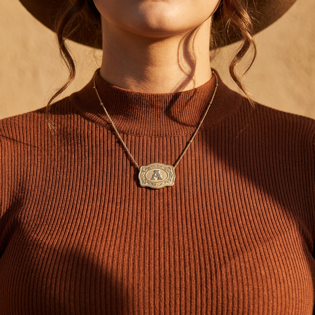 Buckle Up Initial Gold Necklace (Bead Chain)