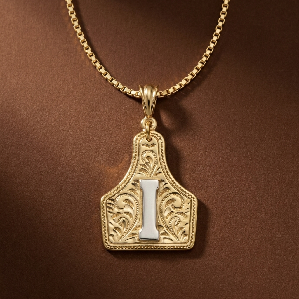 Branded Initial Necklace (Gold)