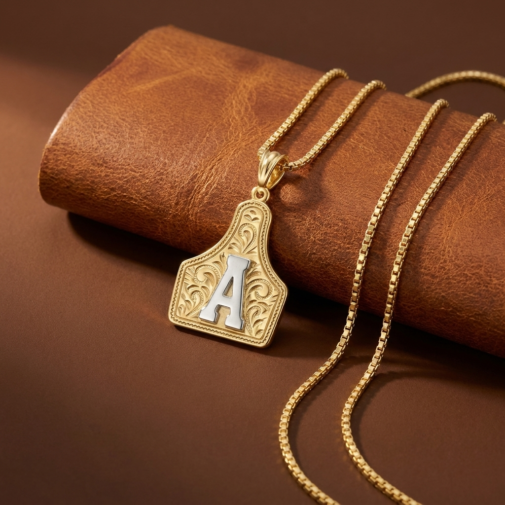Branded Initial Necklace (Gold)
