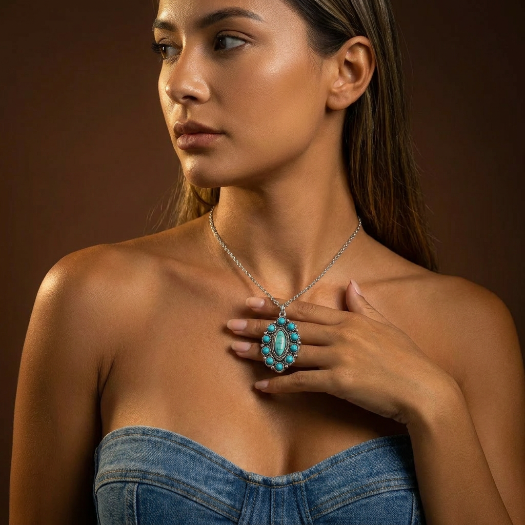 Turquoise Cluster Necklace