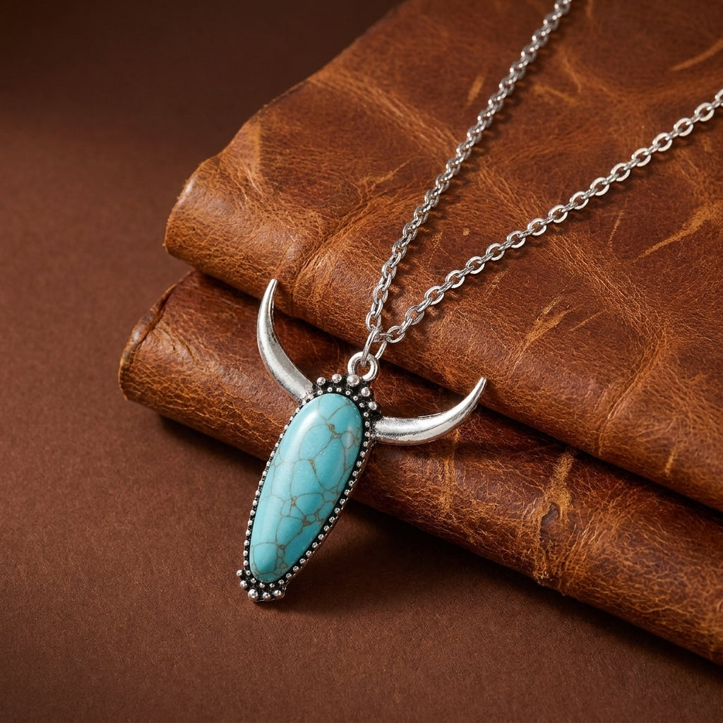 Blue Horn Necklace