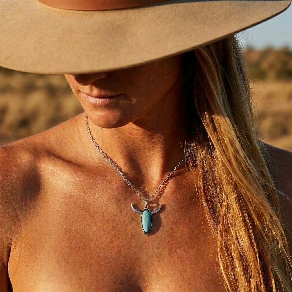 Blue Horn Necklace