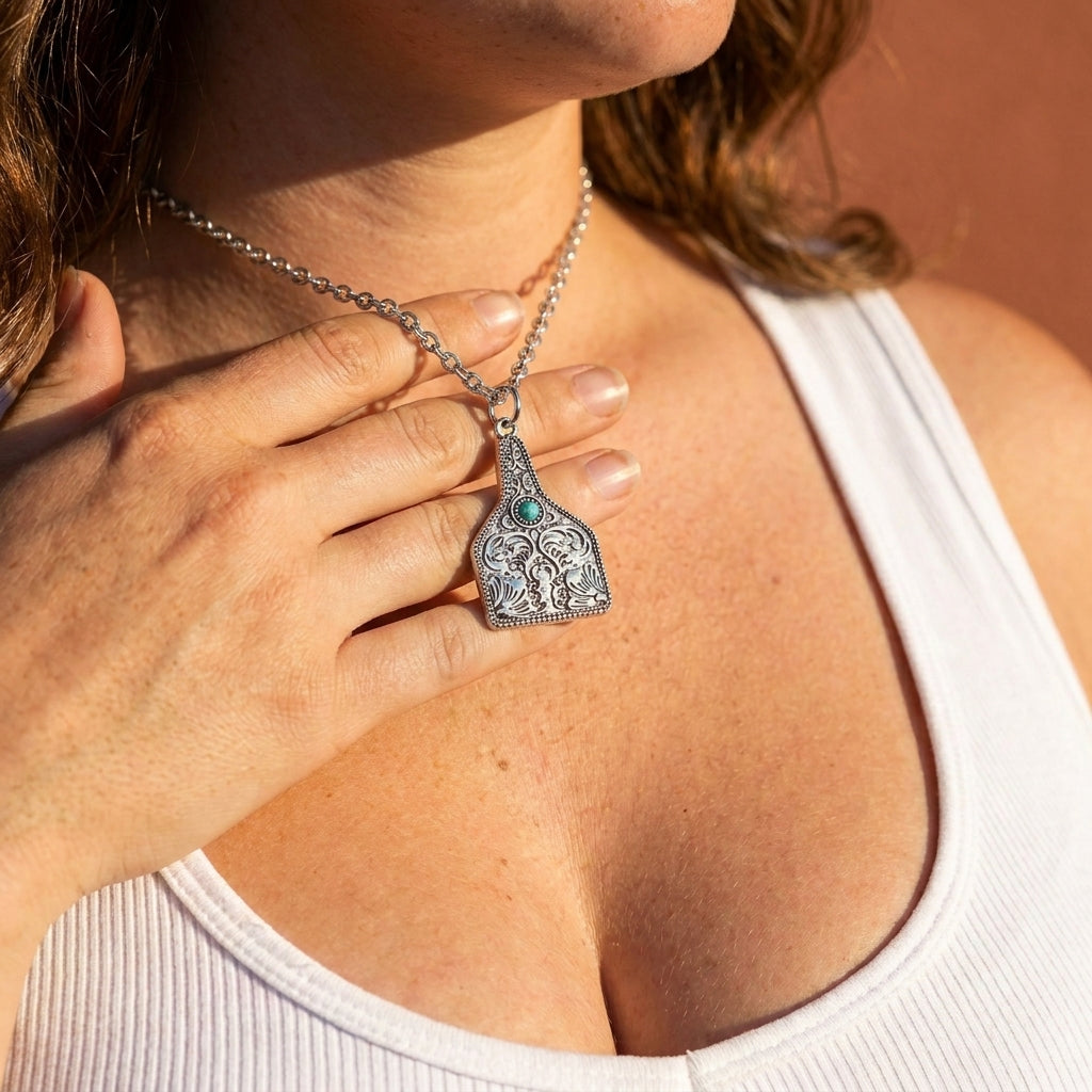 Scrollwork Tag Necklace