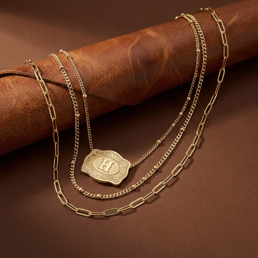 Buckle Up Initial Gold Necklace (Curb Chain)