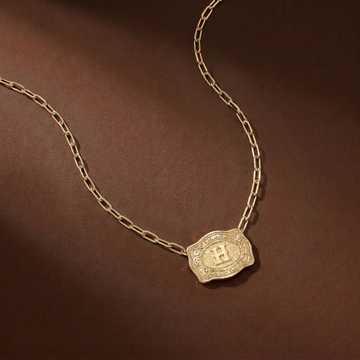 Buckle Up Initial Gold Necklace (PaperClip Chain)