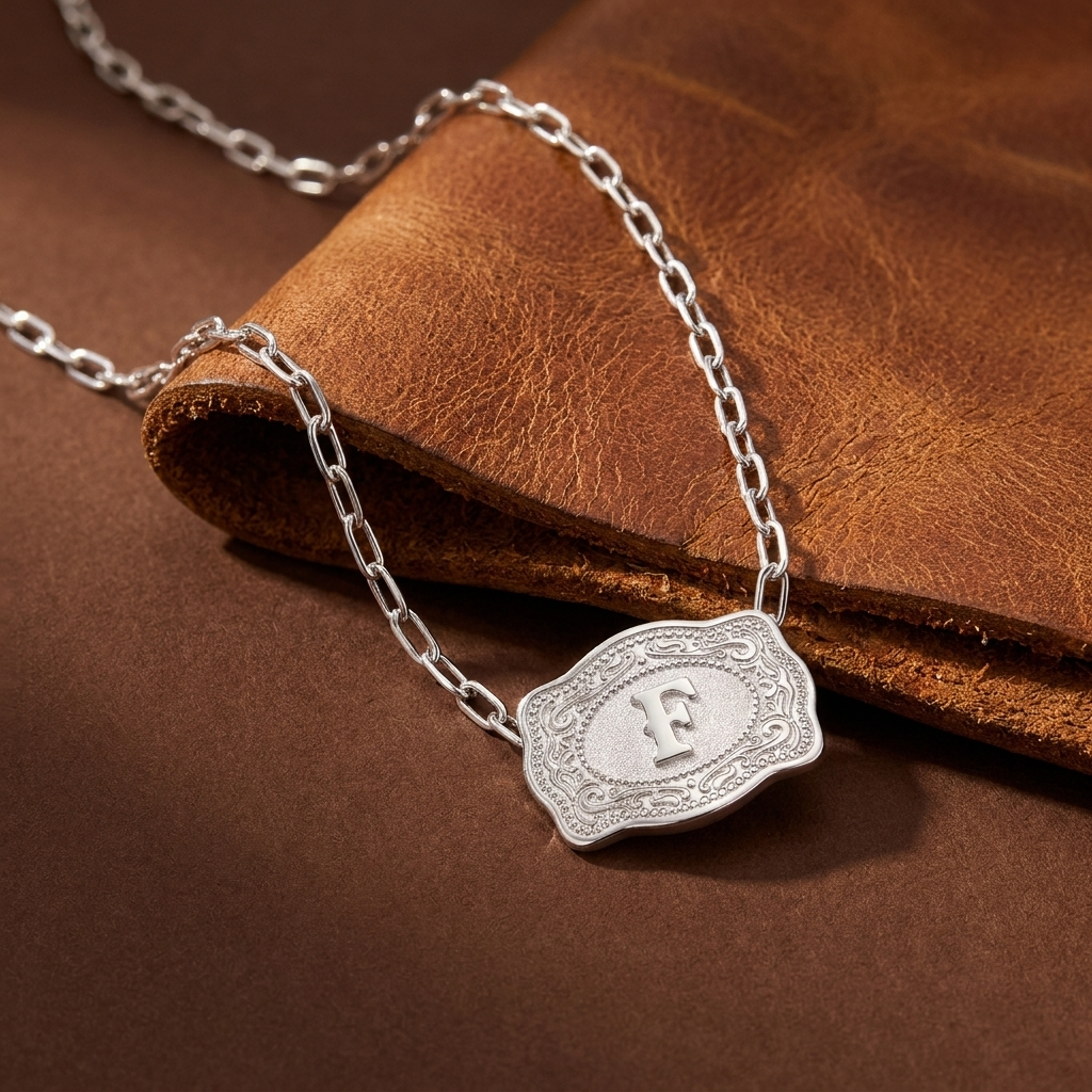 Buckle Up Initial Silver Necklace (PaperClip Chain)