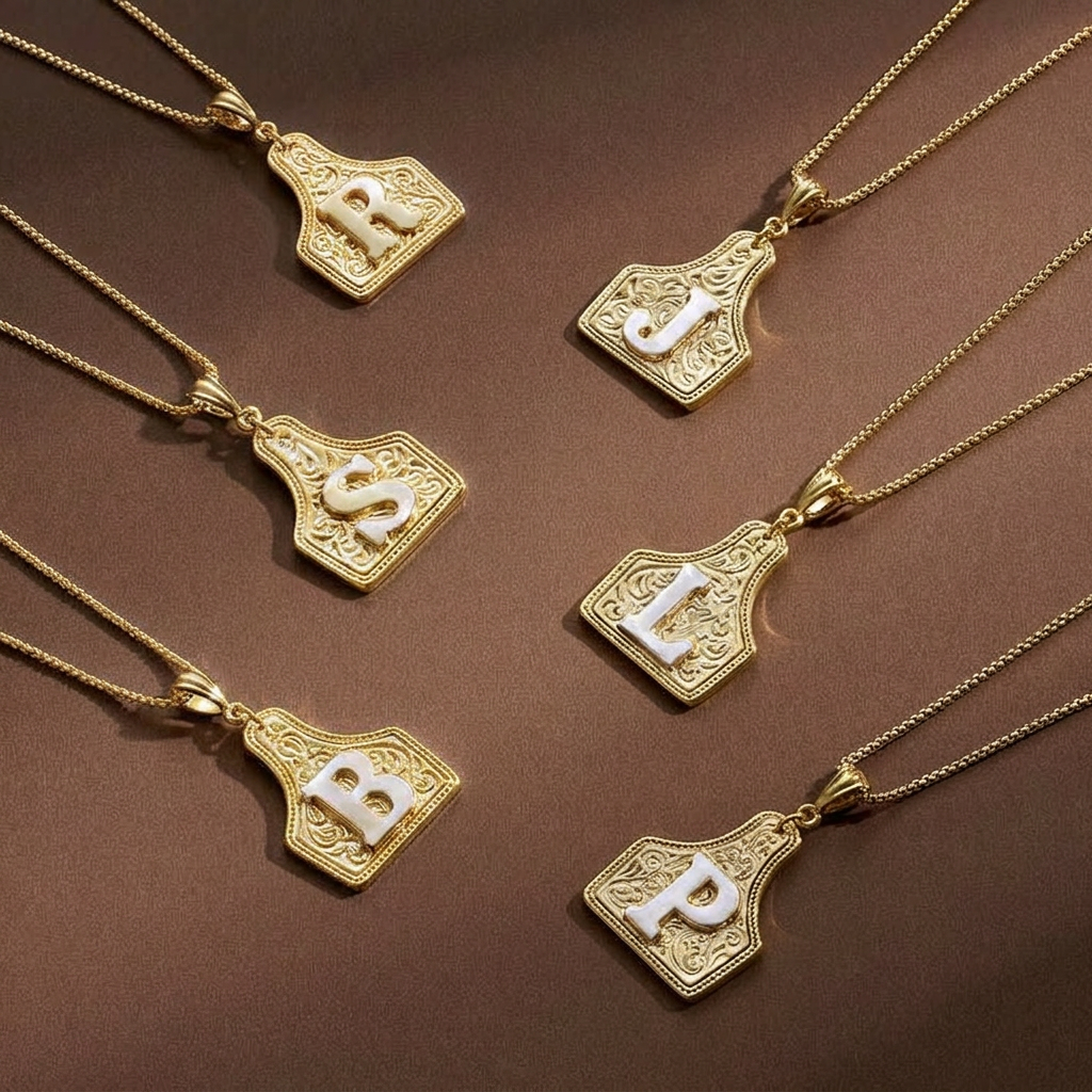 Branded Initial Necklace (Gold)