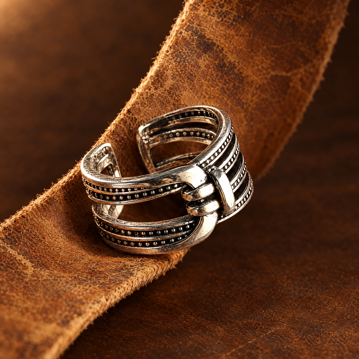 Saddle Cinch Ring on a leather strip