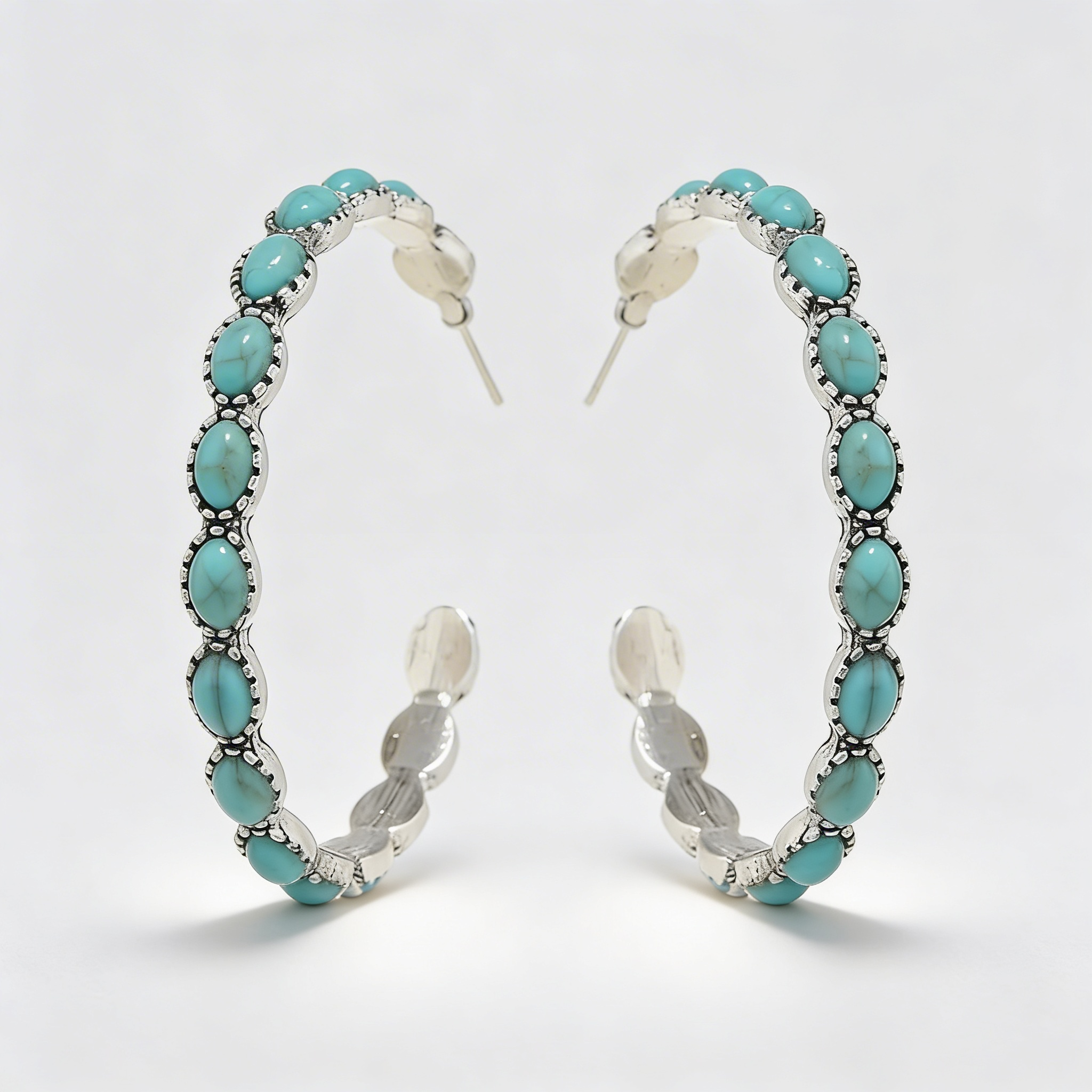 Turquoise Crown Hoops