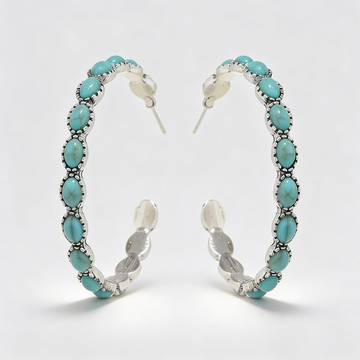 Turquoise Crown Hoops