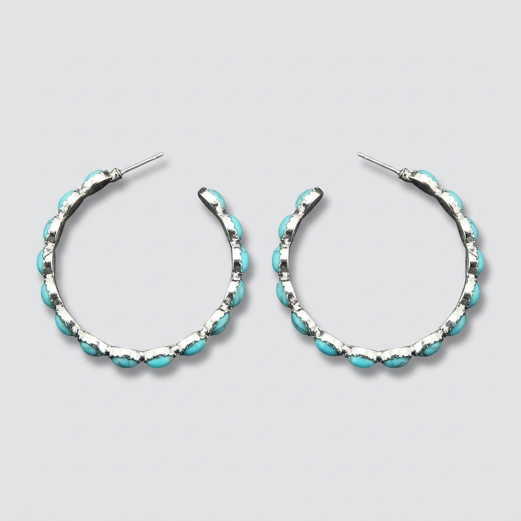 Turquoise Crown Hoops