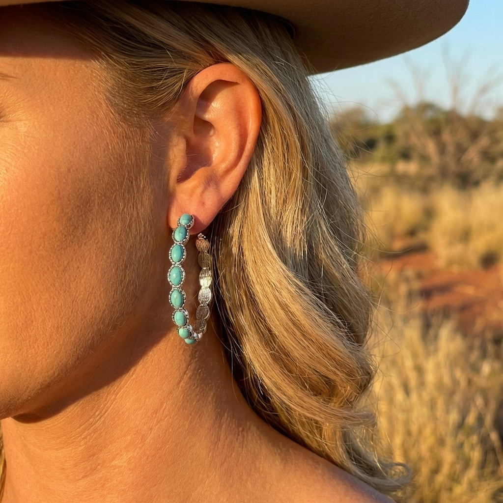 Turquoise Crown Hoops