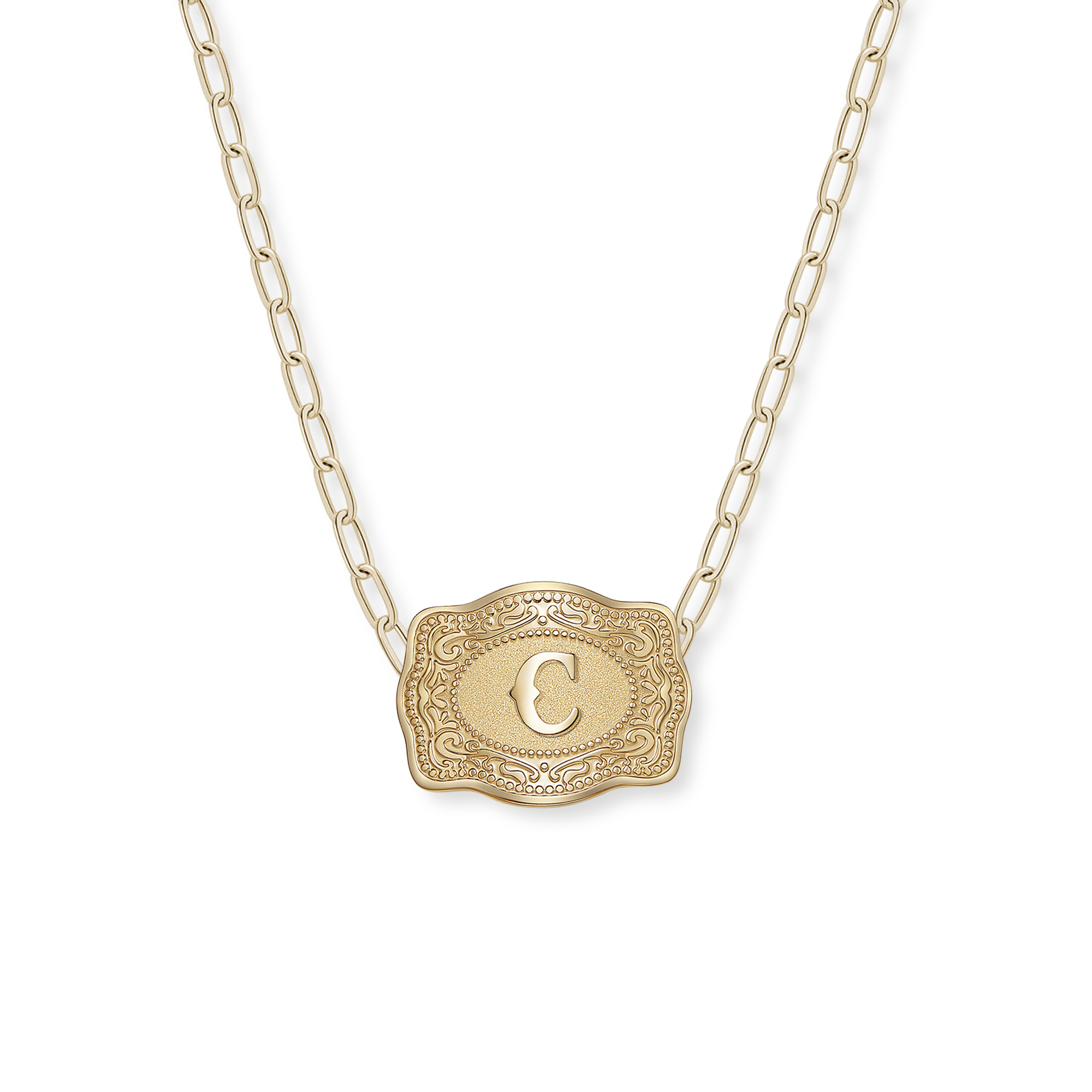 Buckle Up Initial Gold Necklace (PaperClip Chain)