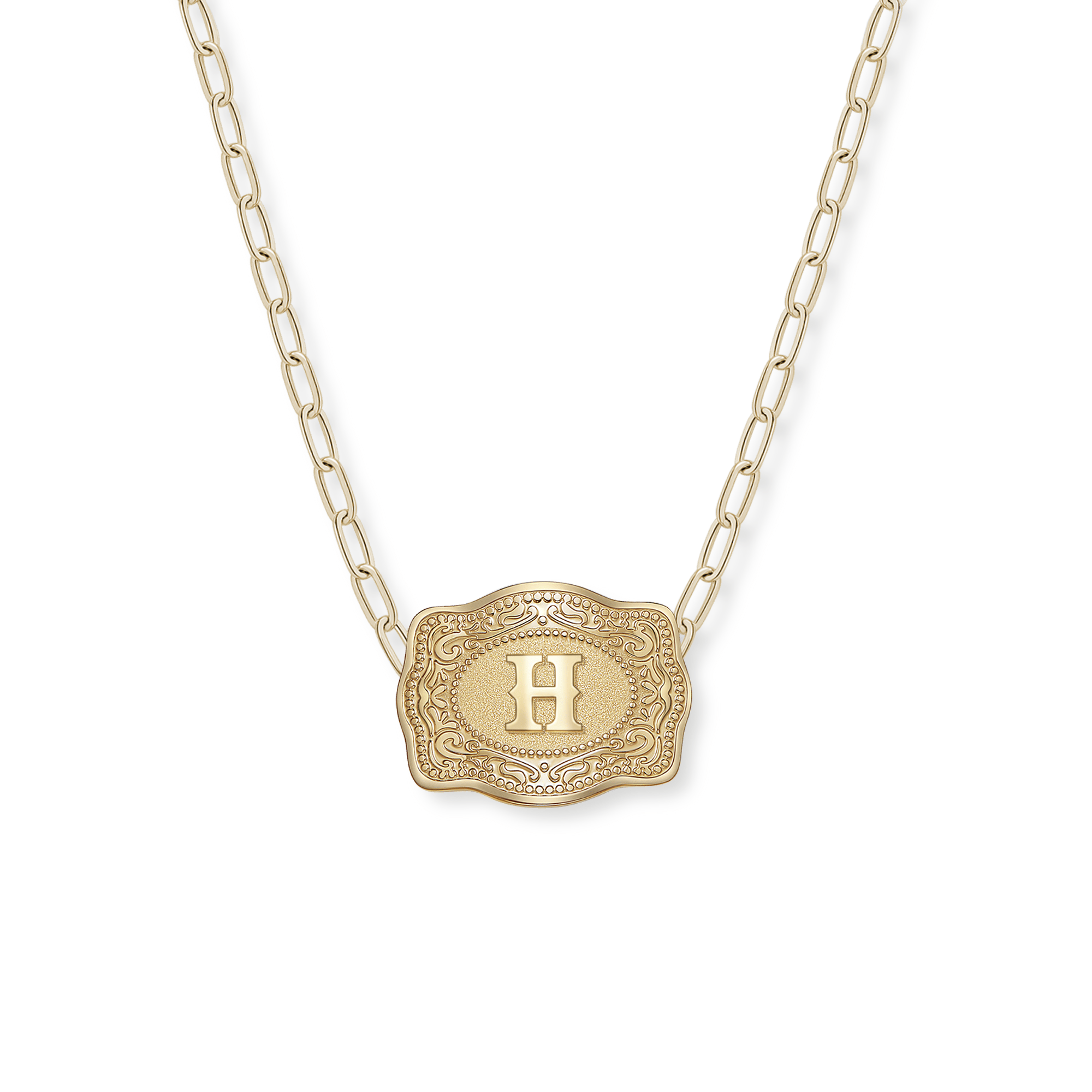 Buckle Up Initial Gold Necklace (PaperClip Chain)