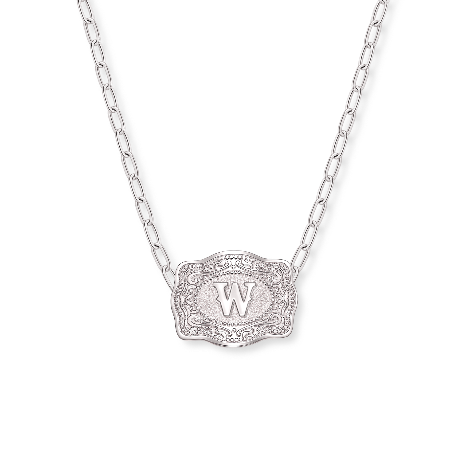 Buckle Up Initial Silver Necklace (PaperClip Chain)
