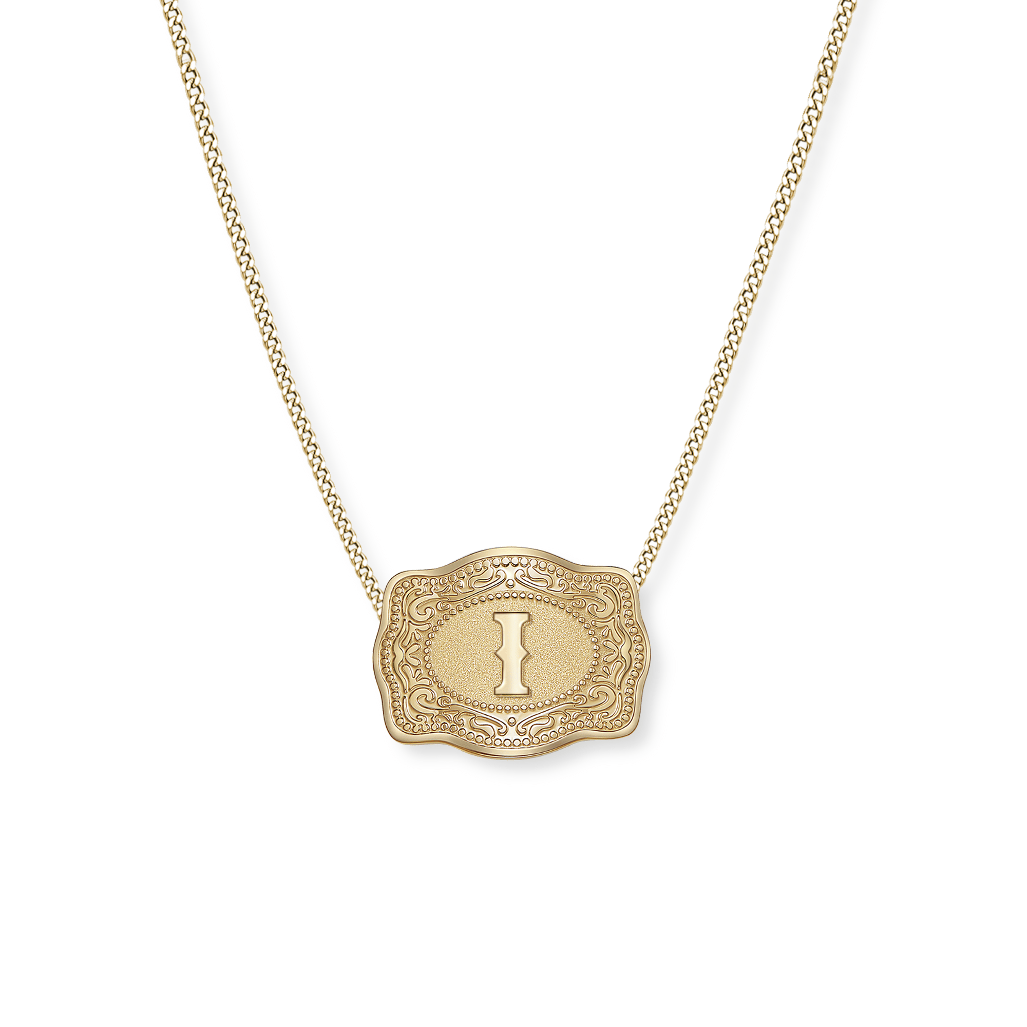 Buckle Up Initial Gold Necklace (Curb Chain)