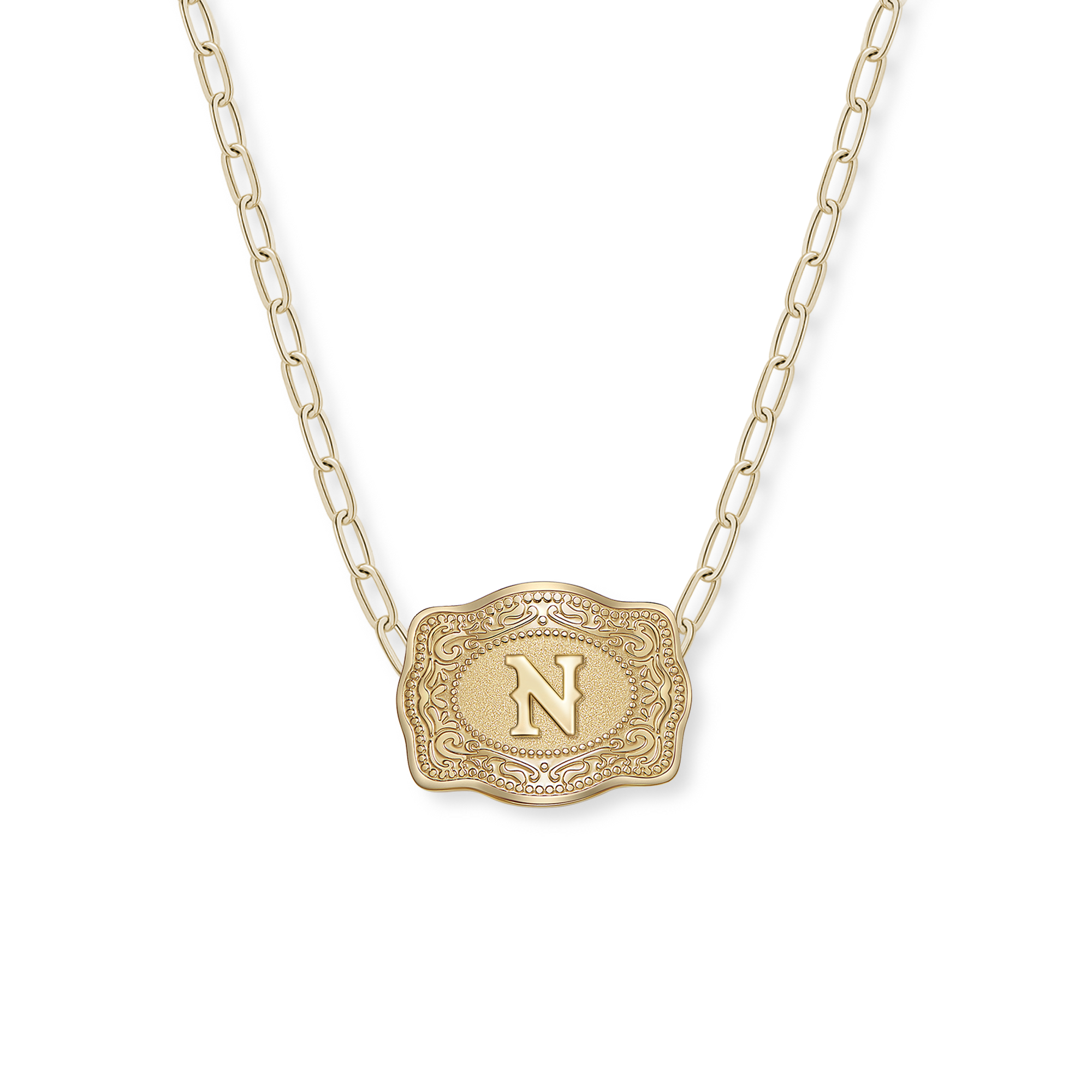 Buckle Up Initial Gold Necklace (PaperClip Chain)